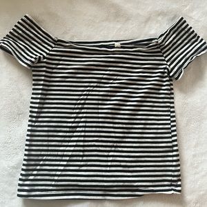 Pacsun Striped Off-The-Shoulder Half Sleeve Top